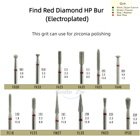 10pcs /set HP Diamond Electroplated Bur