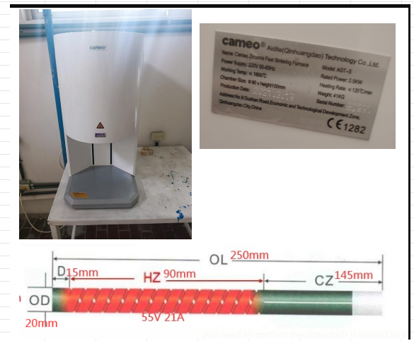 Dental sintering Furnace Replacement SIC Resistance